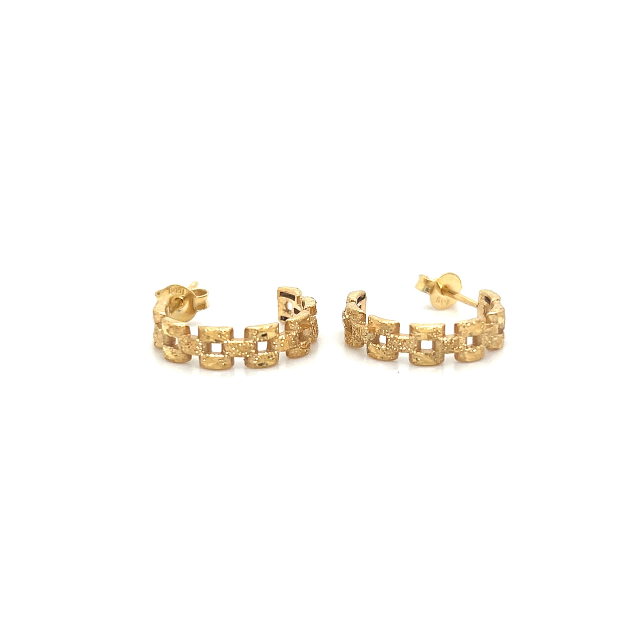 Oorbellen roleksschakel halve boog met 7 schakels diamond cut-1