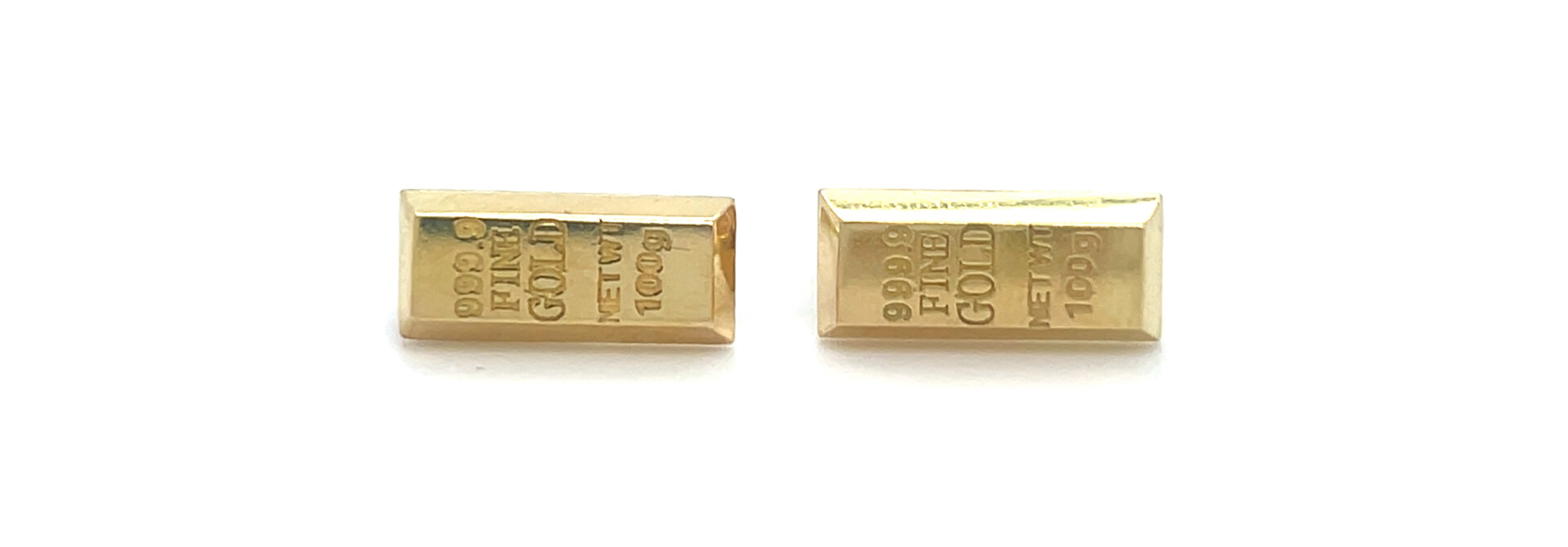 Oorbellen handmade goud staafje goldbar aan steker