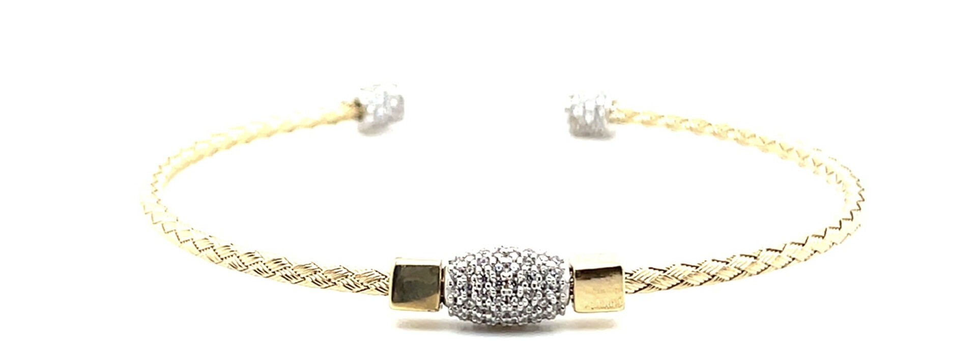 Armband gevlochten boei met zirkonia stenen