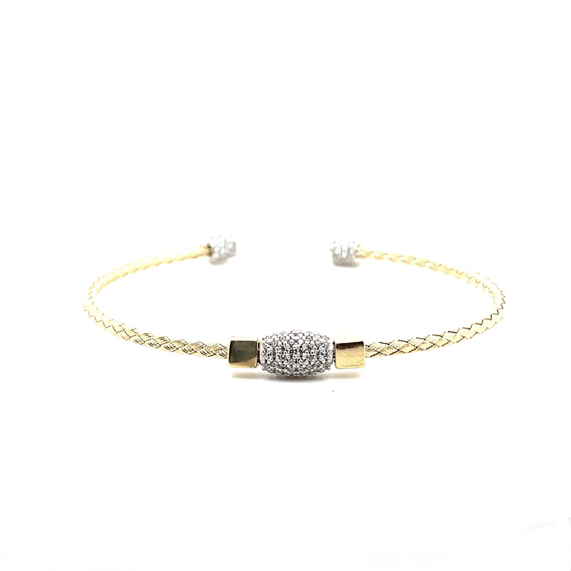 Armband gevlochten boei met zirkonia stenen-1