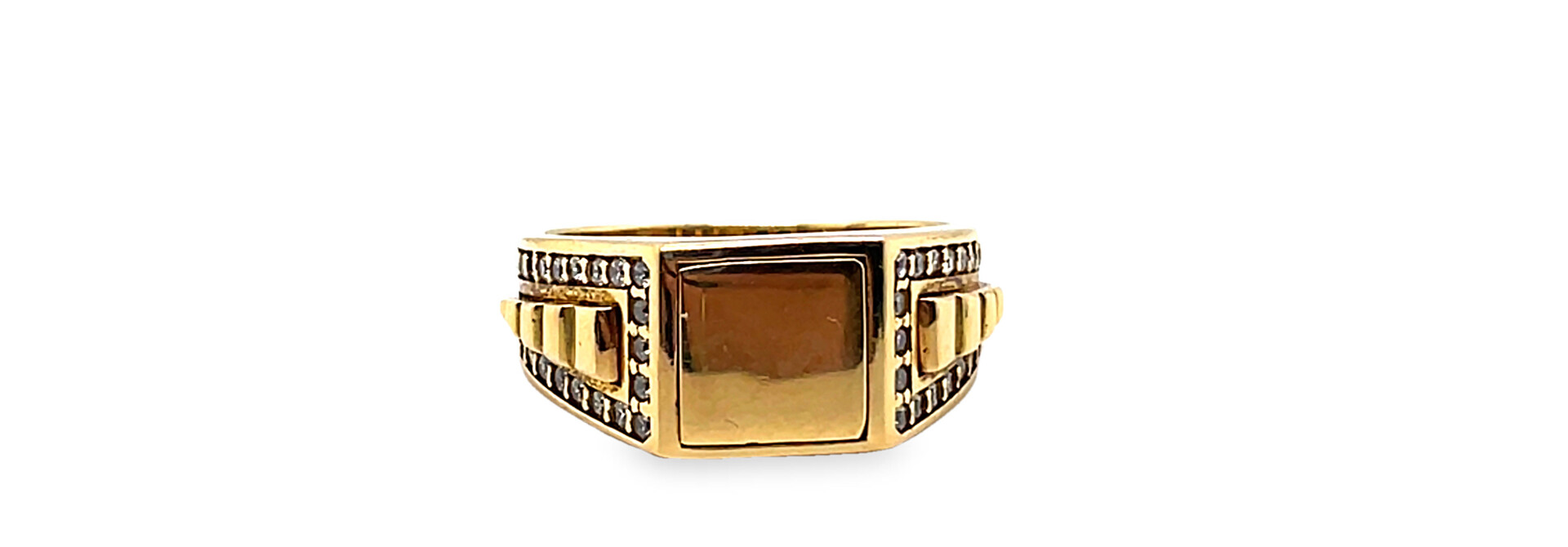 Ring zegel vierkant met zirkonia details