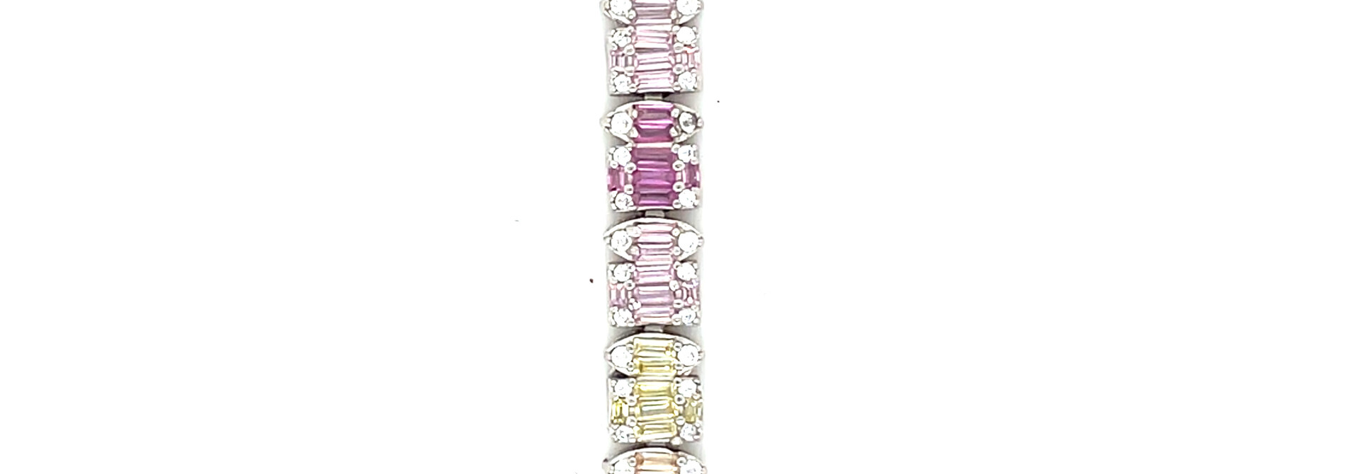 Armband tennis met gekleurde zirkonia's en baguettes