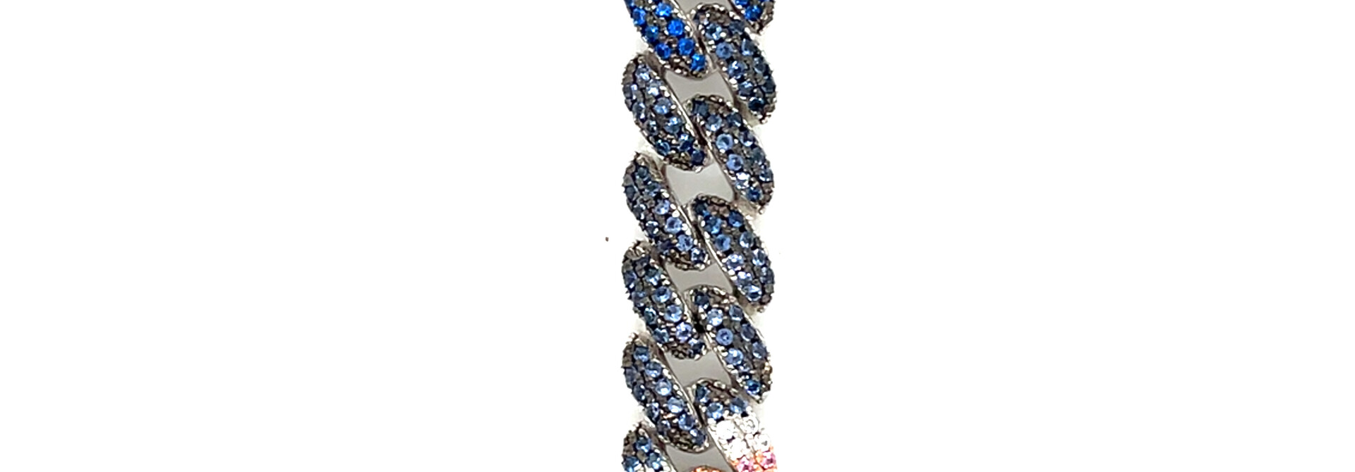 Armband cuban link met in de schakels gekleurde zirkonia's