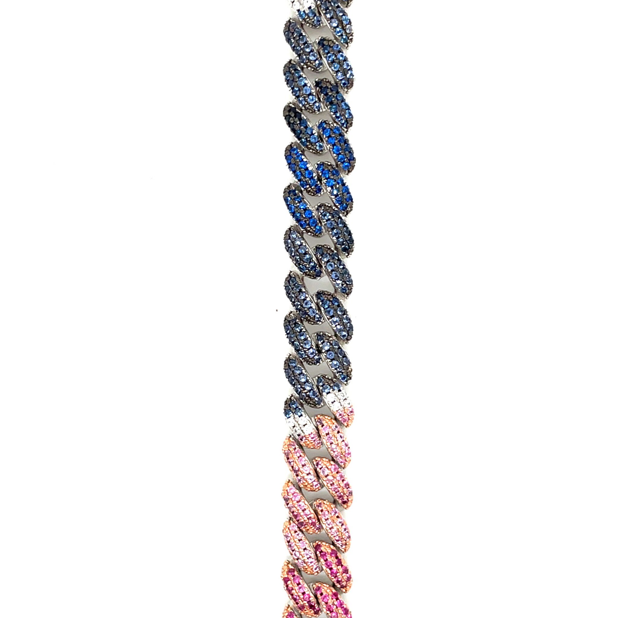 Armband cuban link met in de schakels gekleurde zirkonia's-1