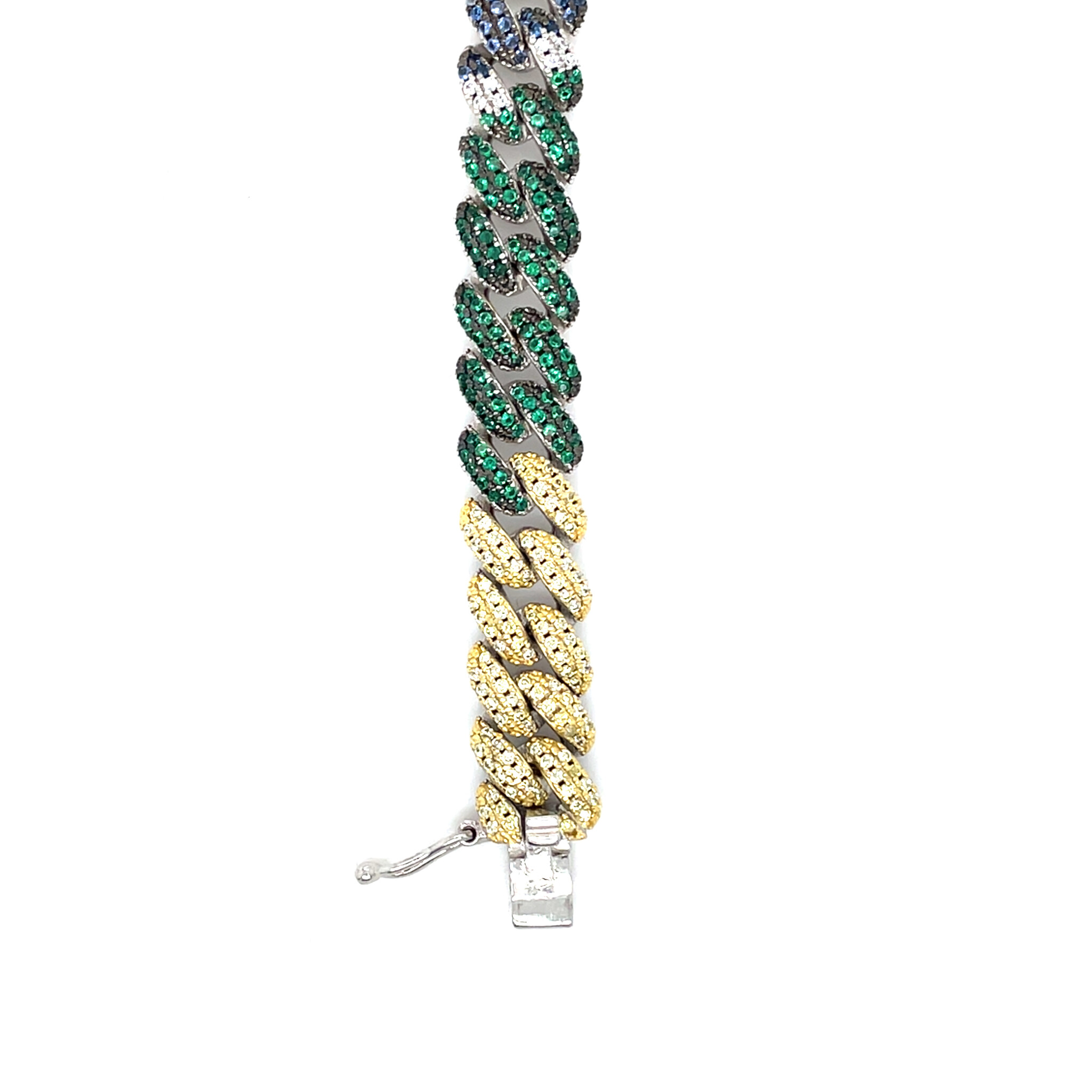 Armband cuban link met in de schakels gekleurde zirkonia's-2