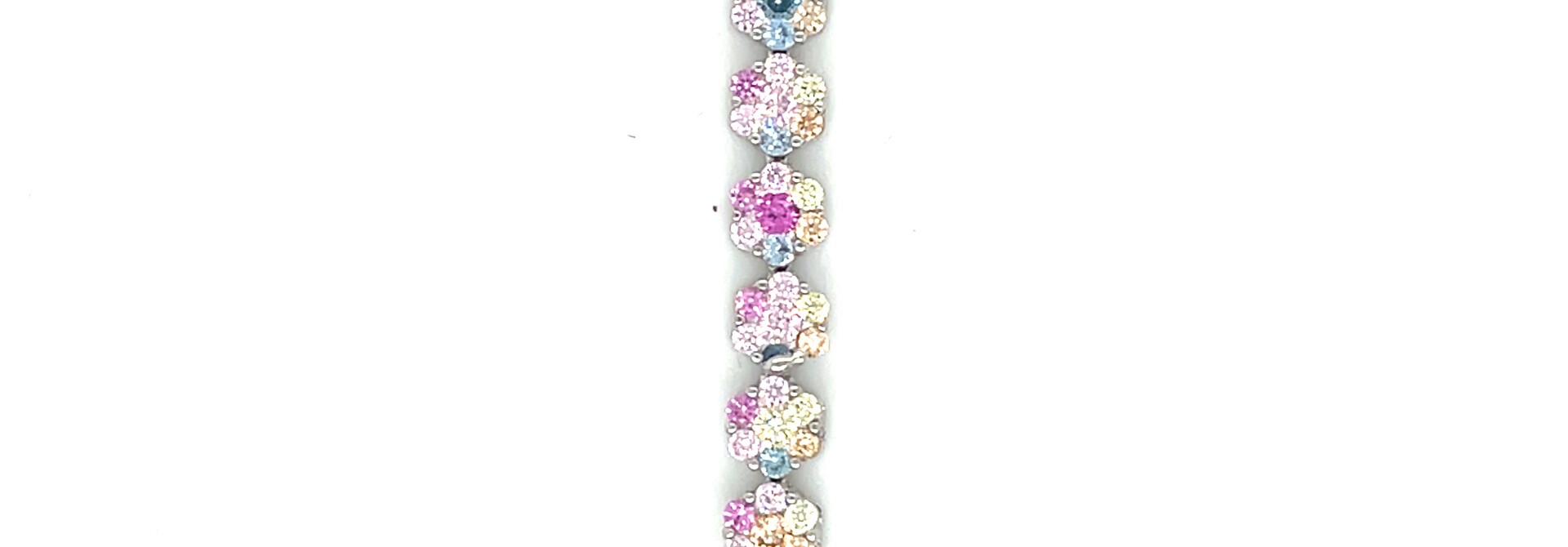 Armband bloemvormige tennis met gekleurde zirkonia's