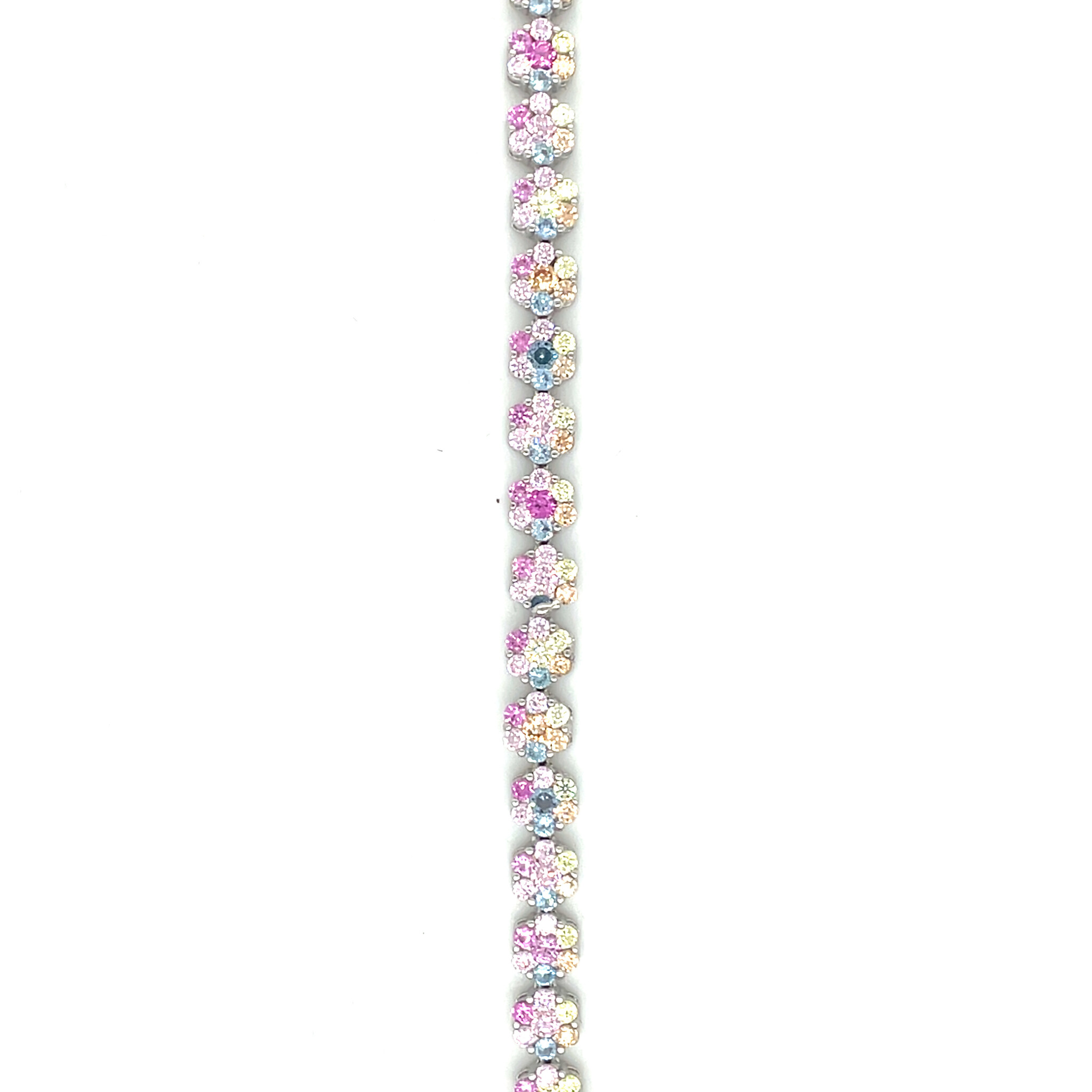 Armband bloemvormige tennis met gekleurde zirkonia's-1