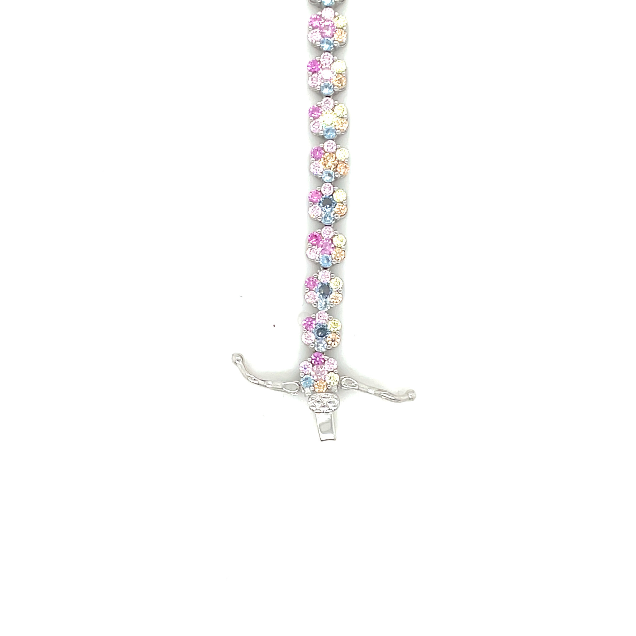 Armband bloemvormige tennis met gekleurde zirkonia's-2