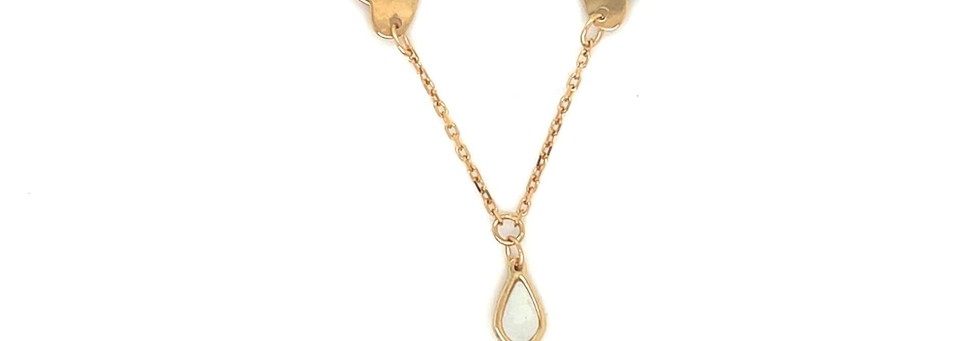 Ketting met ankerschakel en hart en parelmoer rosè goud