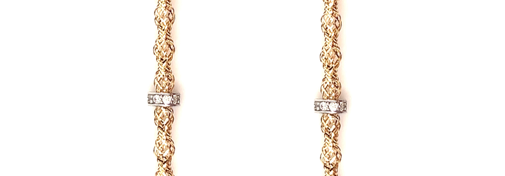Ketting  spiraal gedraaid met witgoud zirkonia gezet