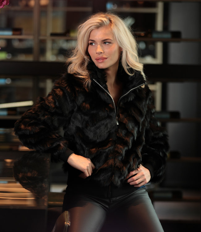 OSIA - Zwart faux fur kort jack
