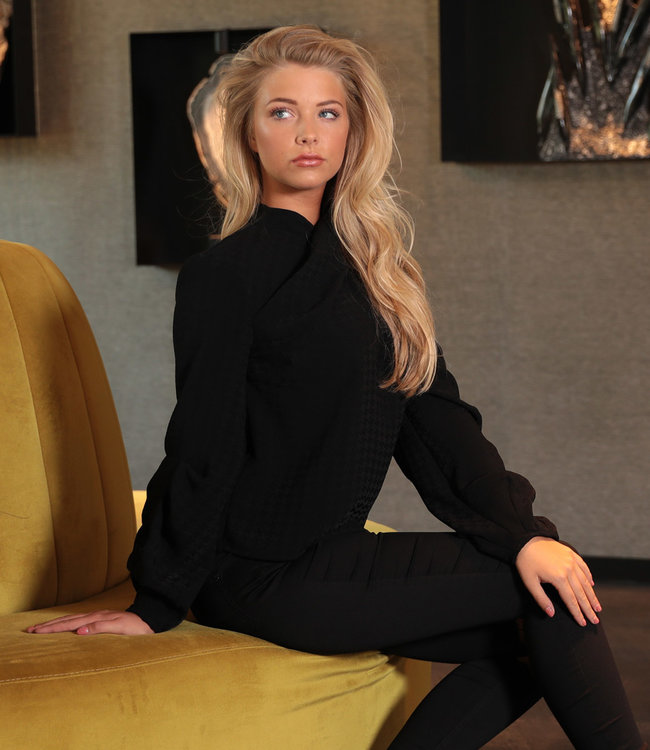 BISIA - Zwarte blouse met ballonmouwen