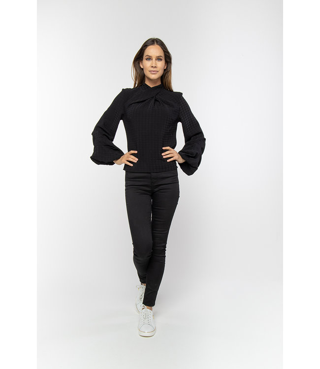 BISIA - Zwarte blouse met ballonmouwen