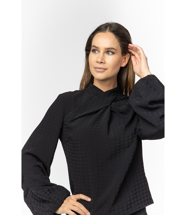 BISIA - Zwarte blouse met ballonmouwen