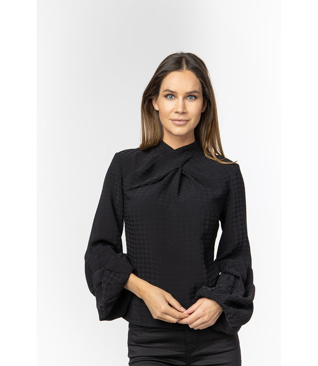 BISIA - Zwarte blouse met ballonmouwen