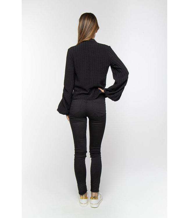 BISIA - Zwarte blouse met ballonmouwen