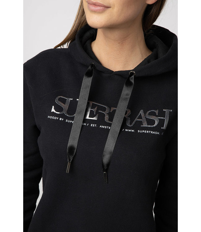 TOODY - Zwarte hoodie met metallic logo
