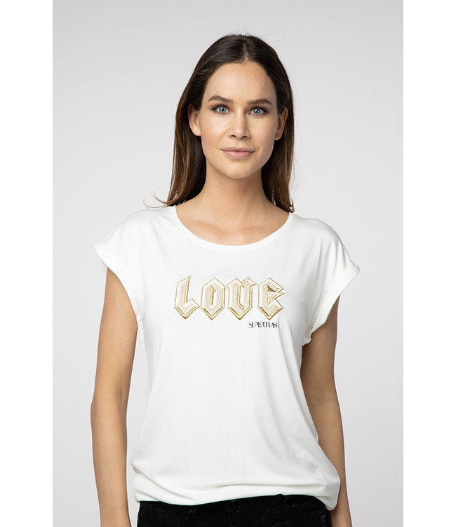 TWISTY LOVE - Off white embroidered  LOVE T-shirt