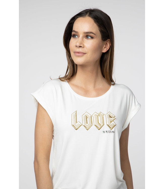 TWISTY LOVE - Off white embroidered  LOVE T-shirt