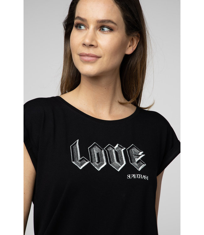 TWISTY LOVE - Zwart embroidered  LOVE T-shirt
