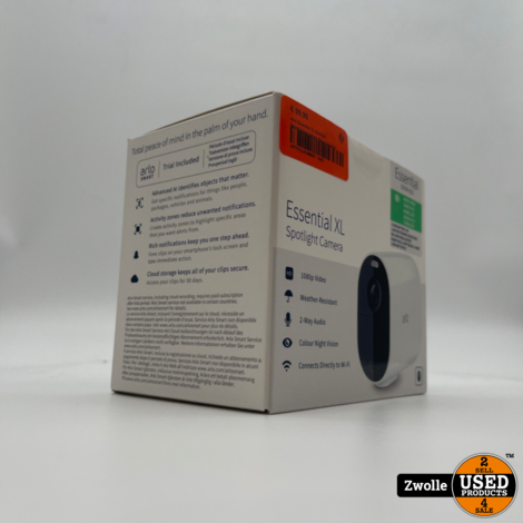 Arlo Essential XL Spotlight Beveiligingscamera Nieuw open doos