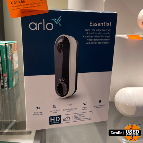 Arlo essential wire-free video doorbell set met camera's, rookgenerator en alarm