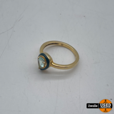 Zilveren vergulde ring met zirconia