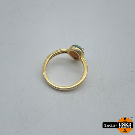 Zilveren vergulde ring met zirconia