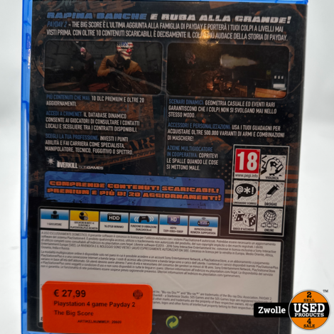 Playstation 4 game Payday 2 The Big Score