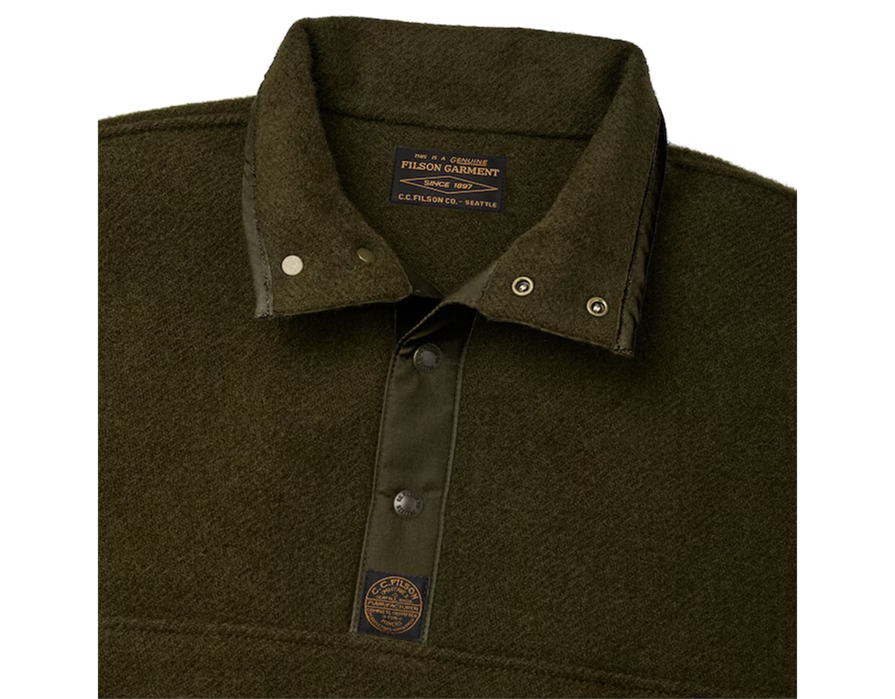 Filson Okanogan Wool Pullover Mckinley Olive - Behind the Pines