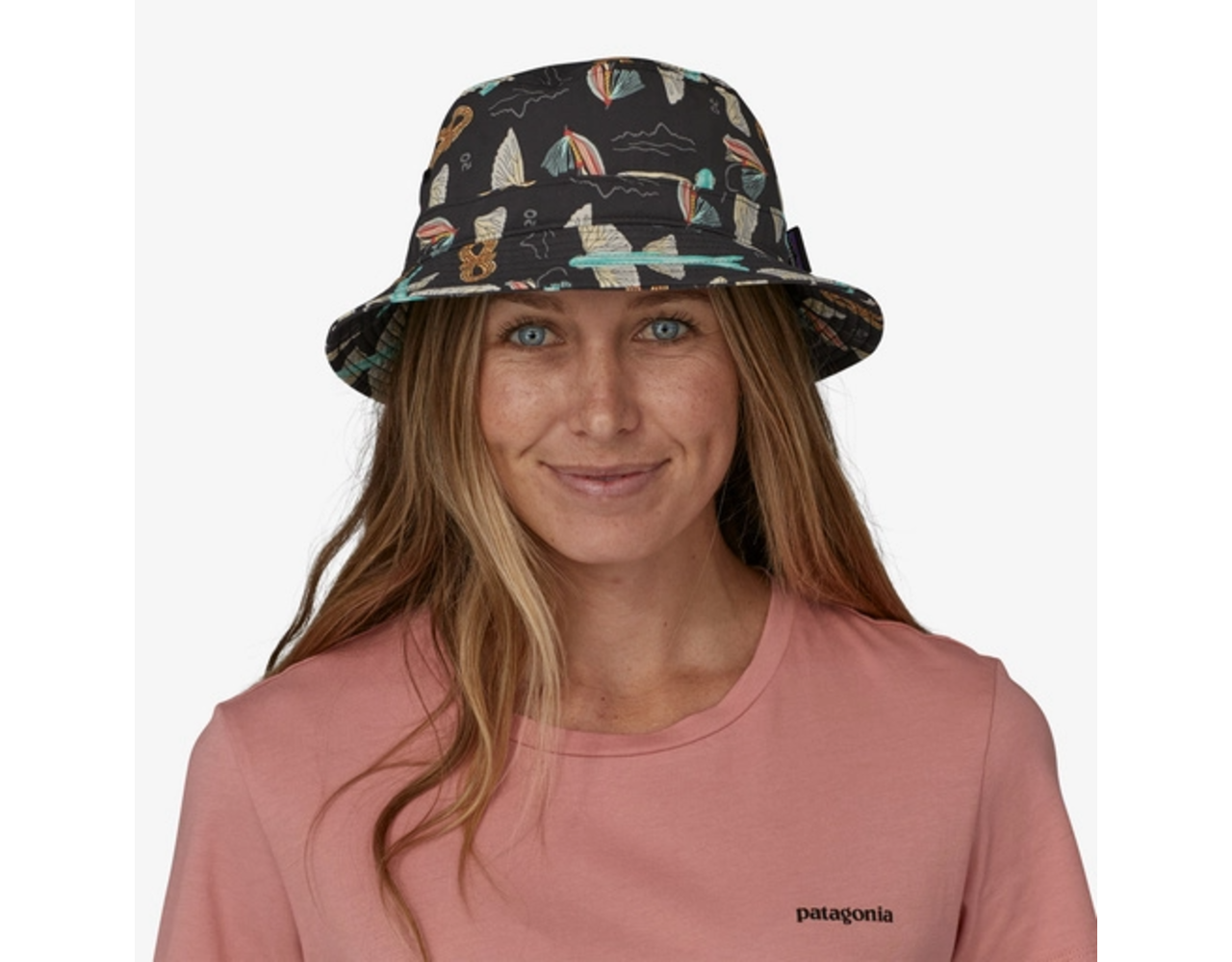 Patagonia Wavefarer Bucket Hat Fly 50 Ink Black Behind the Pines