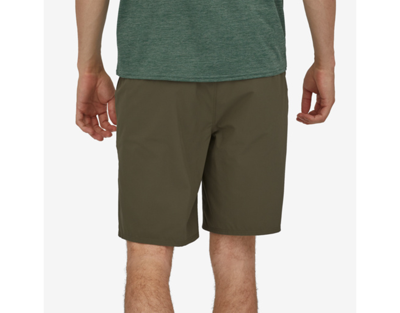 Patagonia M's Hydropeak Hybrid Walk Shorts Basin Green Behind the Pines