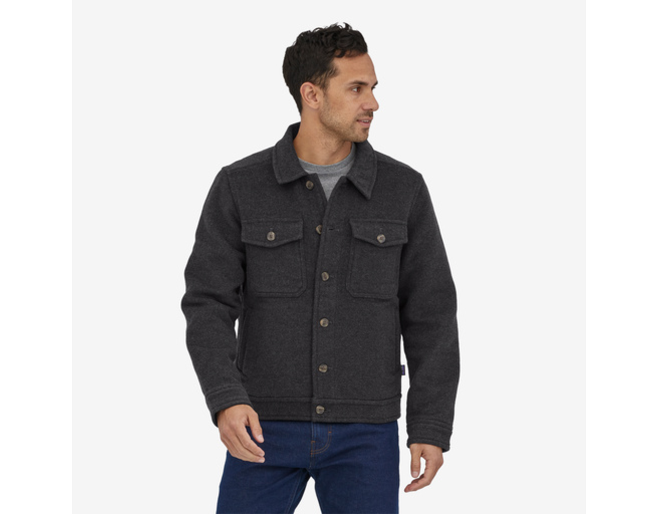 Patagonia M's Melton Wool Trucker Jacket Hope Basin Green - Behind the ...