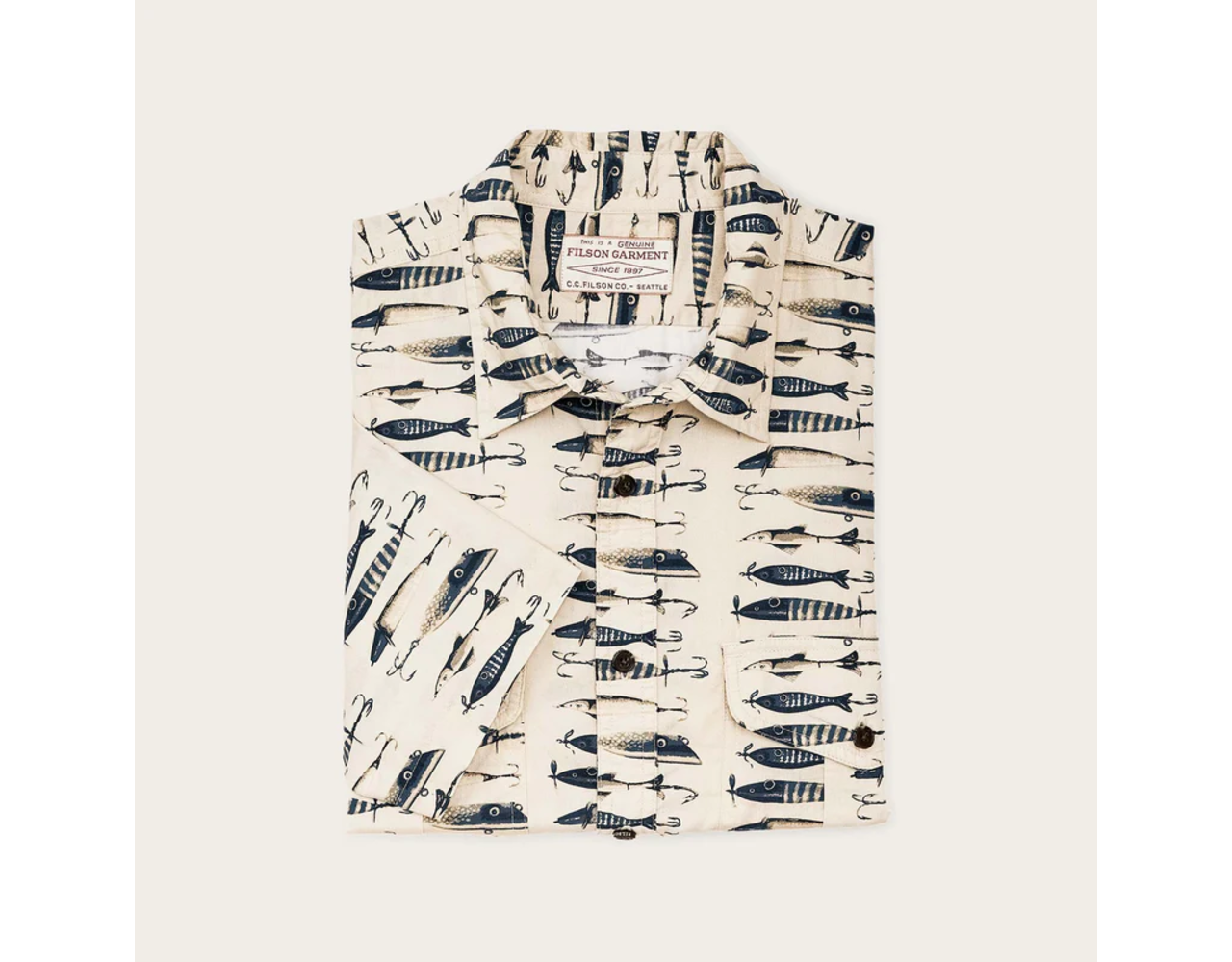 Filson Filson Washed S/S Feather Cloth Shirt Lures Natural