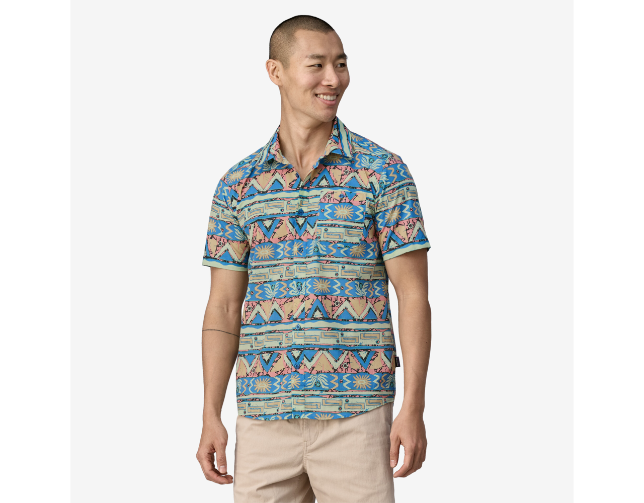 Patagonia M's Go TO Shirt High Hopes Geo Salamander Green Behind the