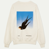 La Paz La Paz Xavier Swallow Postcard White – Oversized Cotton Sweater with Minimalist Motif La Paz La Paz Xavier Swallow Postcard White – Oversized Cotton Sweater with Minimalist Motif