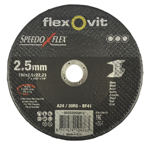 Flexovit Flexovit doorslijpschijf voor staal en RVS 180x2,5x22 mm (verpakkings eenheid 25 stuks)