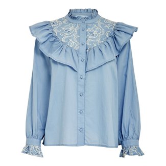 Minus Estrid Embroidery Blouse - Ice Blue