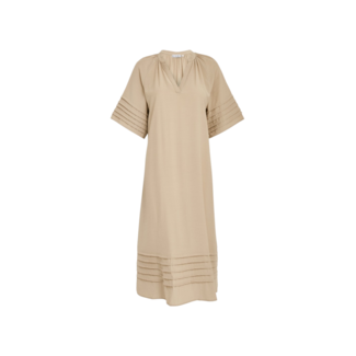 Desires Benita 2/4 Sleeve Midcalf Dress - Cuban Sand Stripe