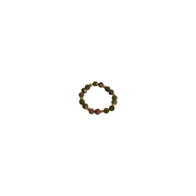 IBU JEWELS Ring // Stone Dot Unakite - RS12