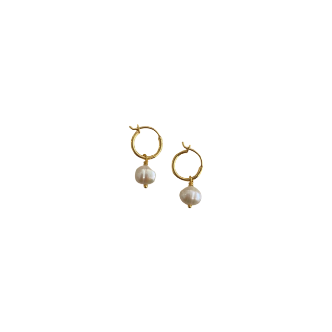 IBU JEWELS Earring // Mini Hoop Pearl - EM03