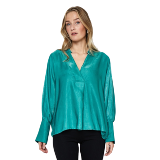 Desires ISOLVA V-Neck Blouse - Porcelain Green