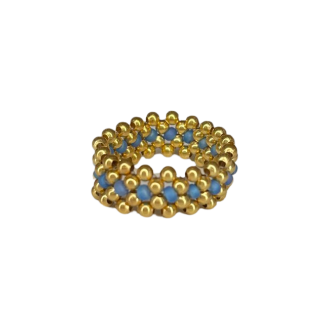 IBU JEWELS Ring // Lace Gold Baby Blue - RX08