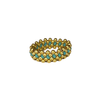 IBU JEWELS IBU JEWELS Ring // Lace Gold Turquoise - RX14