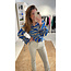 Isa V-Neck Long Sleeve Blouse - Skydiver Blue Print