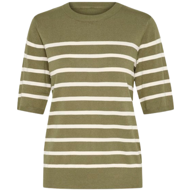 Annemette SS Pullover - Dusky Green Stripe