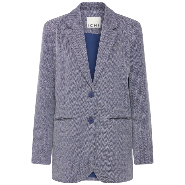 KATE JACQUARD OVERSIZE BL - Patriot Blue Herringbone