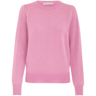 Peppercorn Remi Round Neck Long Sleeve Puff Knit Pullover - Moonlite Pink Metallic