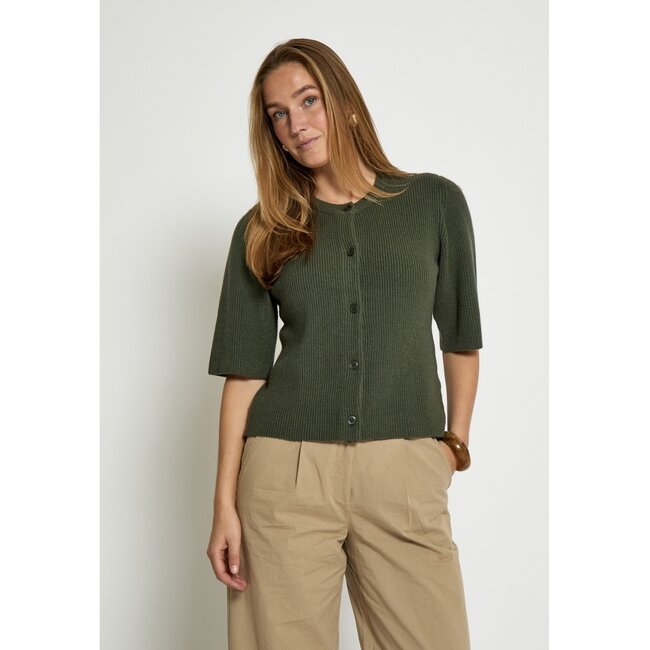 Delta Short Sleeve Knit Cardigan - Thyme Green