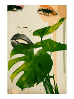 Dunnebier Home Poster Tekening van een vrouw met groen blad
